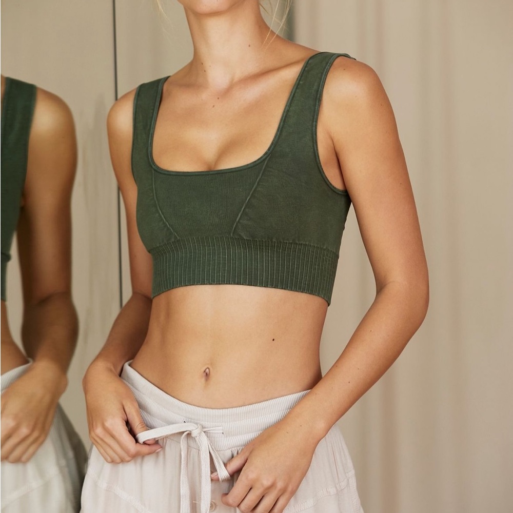 NWOT FP Movement Good Karma Square Neck Bra in SECRET MOSS